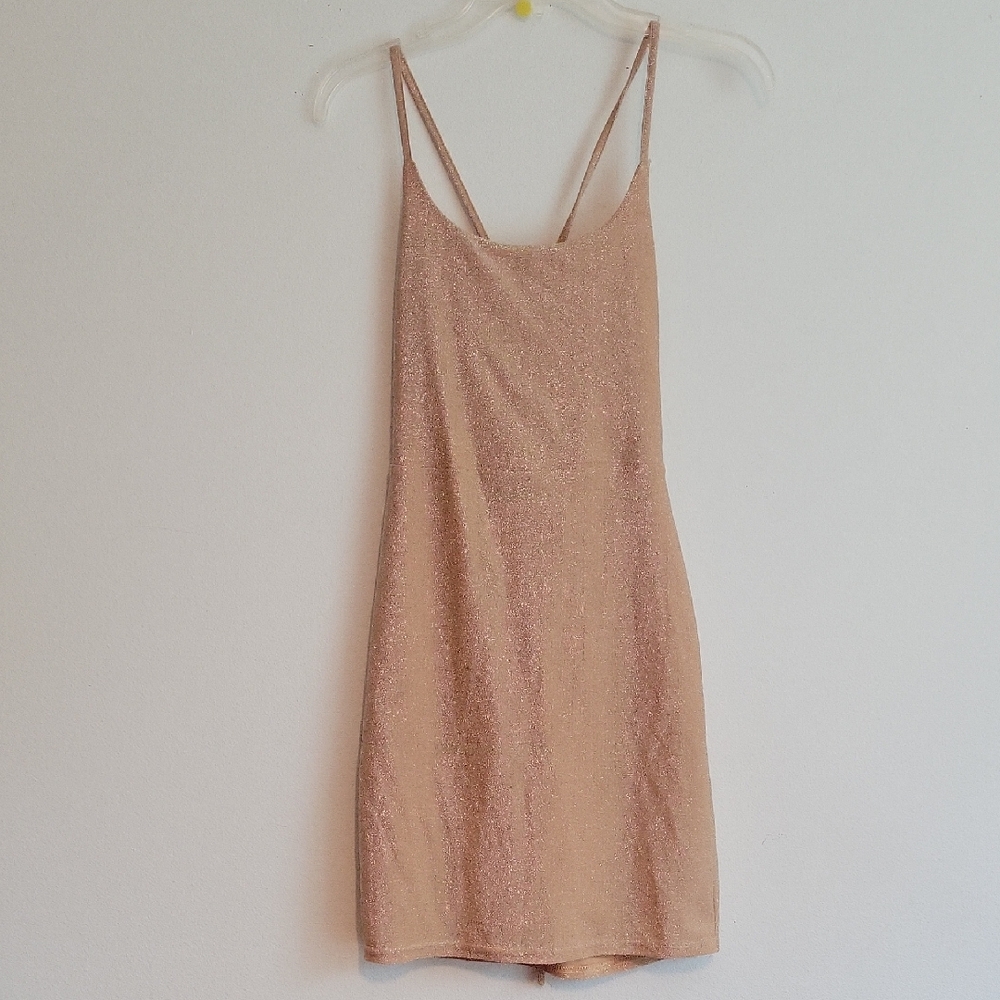 Sparkling Tan Slip Dress